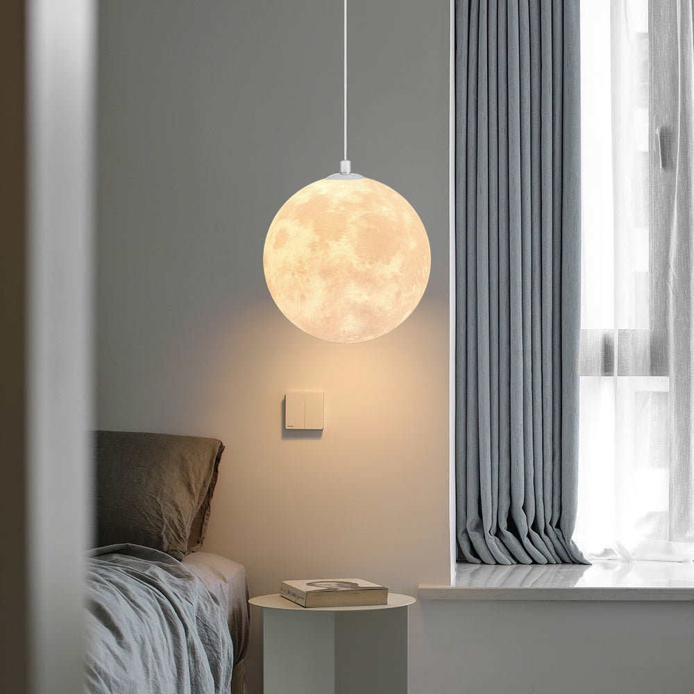 Creative 3D Printed Moon Pendant Light For Bedroom Eco-Friendly Lunar Globe Chandelier