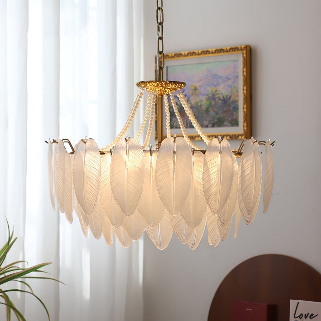 Luxury Modern Minimalist Living Room Shade Feather Chandelier