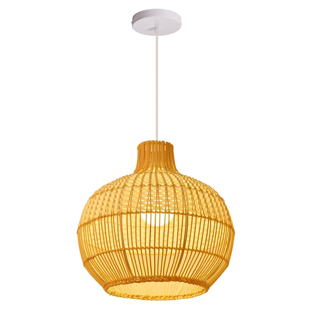 Handwoven Rattan Pendant Light for Kitchen Island – Boho Ceiling Lamp